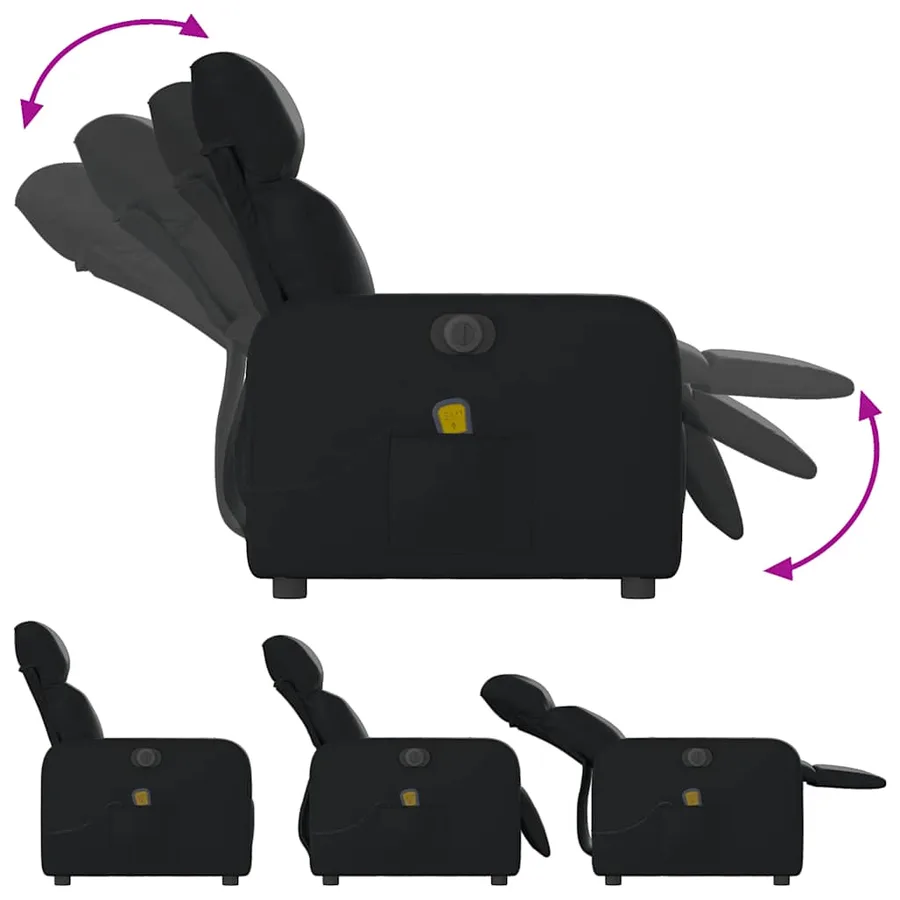 Fauteuil de massage inclinable électrique noir similicuir - 7