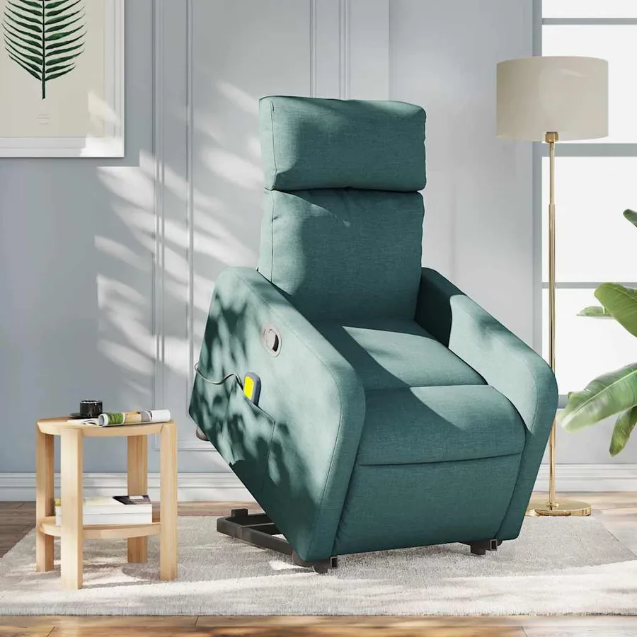 Fauteuil inclinable de massage Vert foncé Tissu - 16