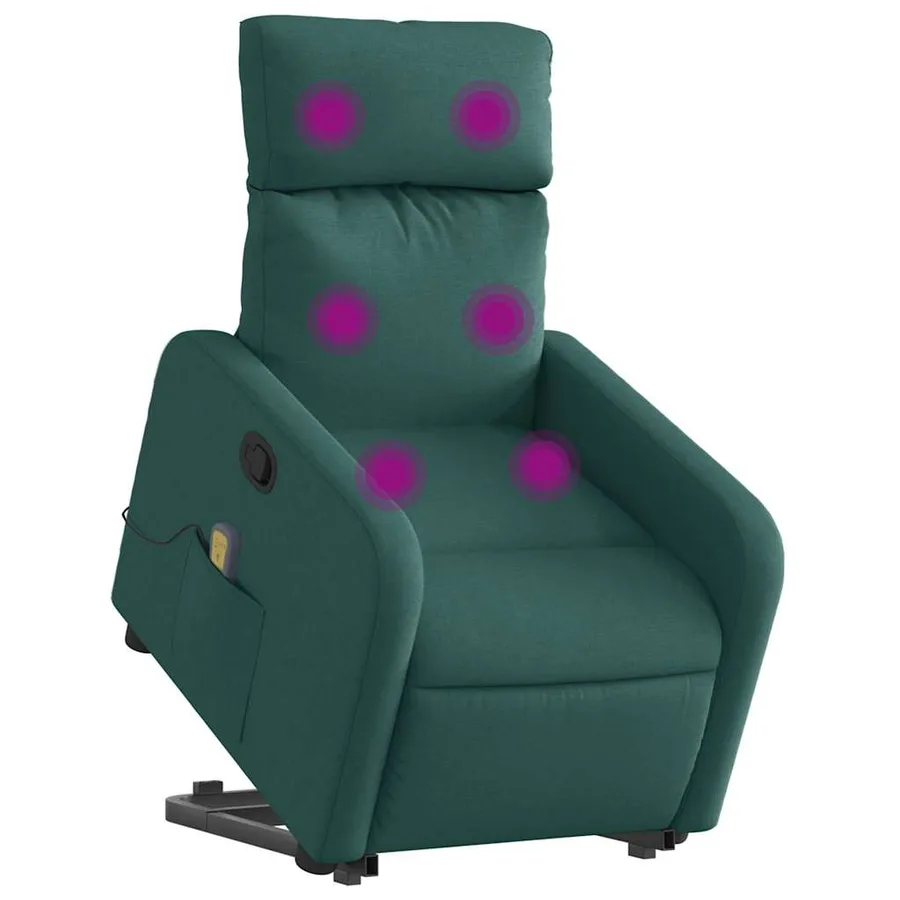 Fauteuil inclinable de massage Vert foncé Tissu - 3