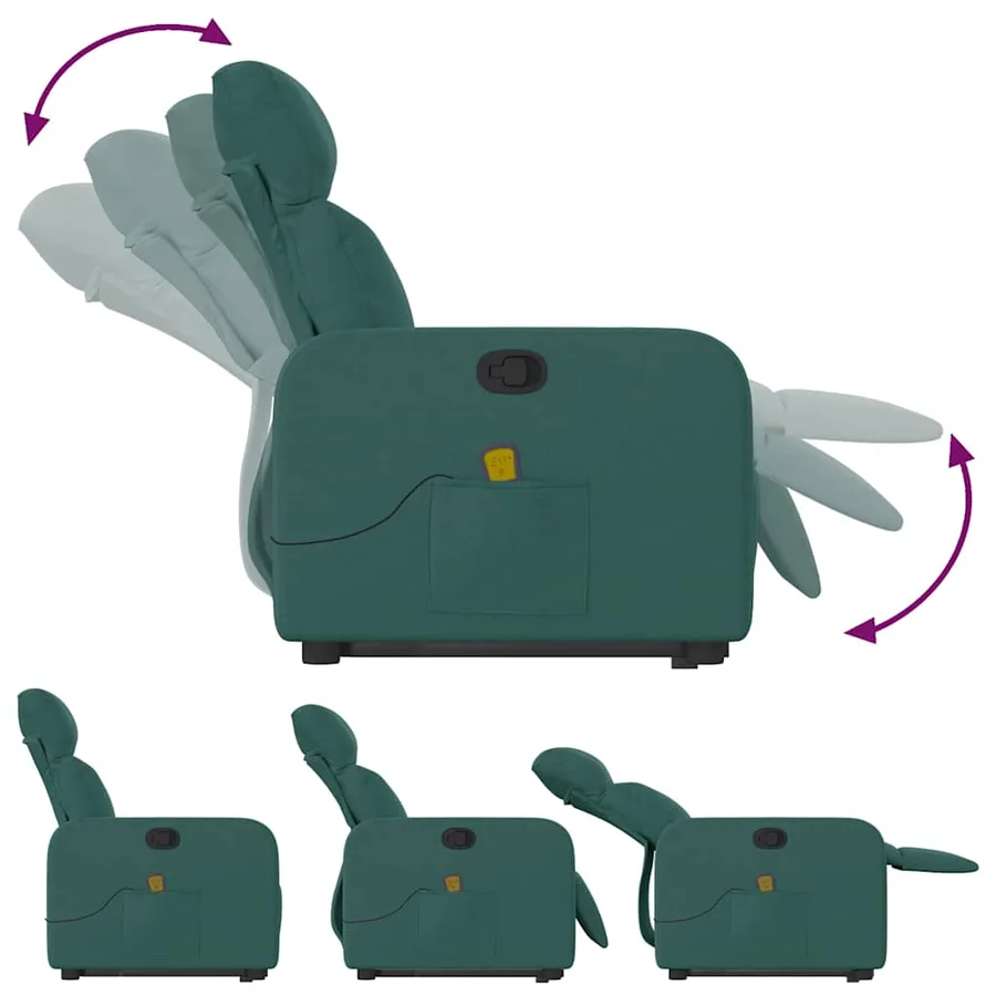 Fauteuil inclinable de massage Vert foncé Tissu - 7