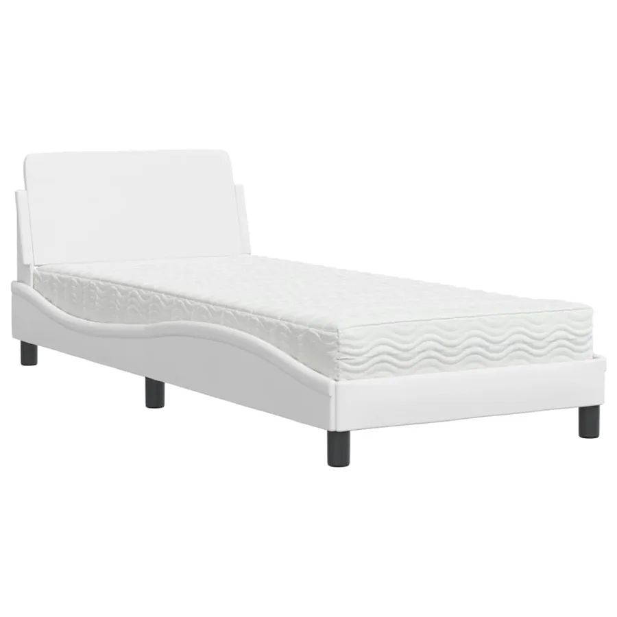 Lit avec matelas Dover blanc 90x190 cm similicuir - 2