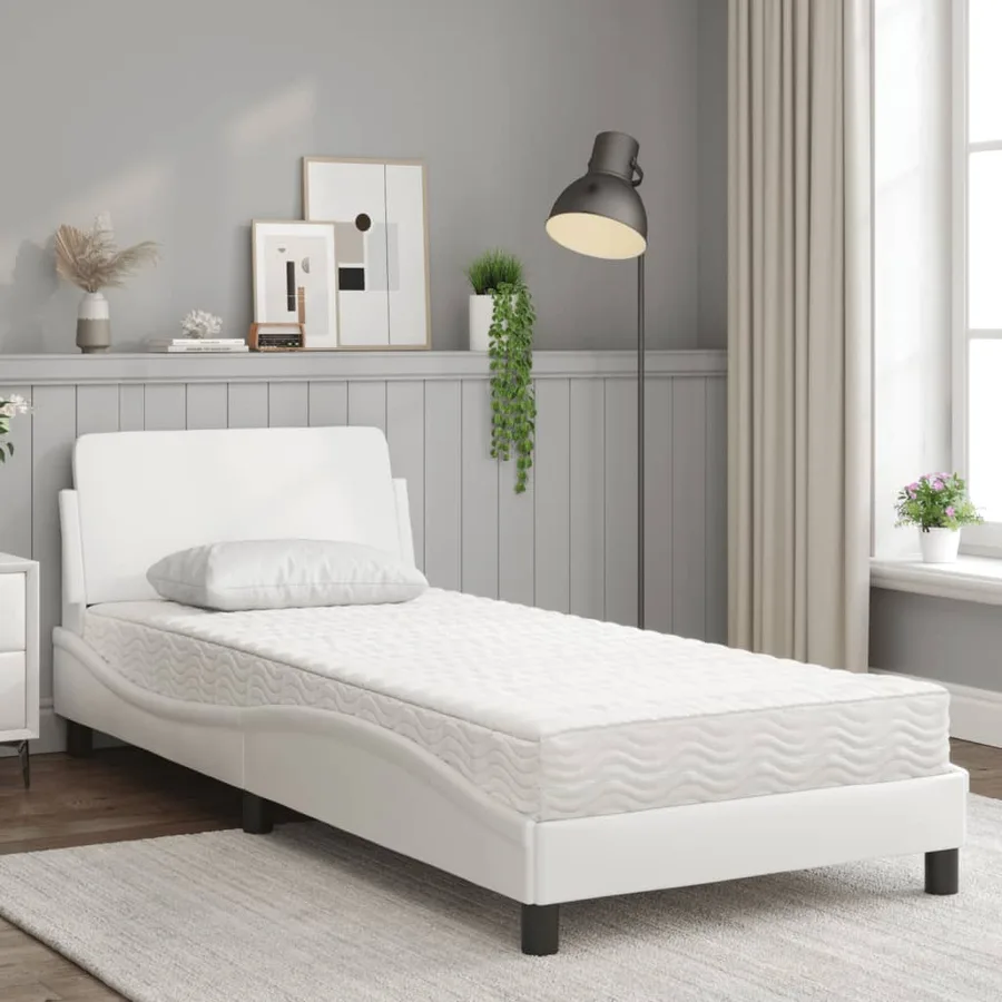 Lit avec matelas Dover blanc 90x190 cm similicuir - 3