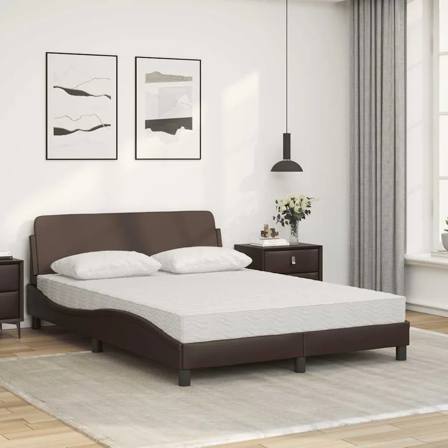 Lit avec matelas Dover marron 120x200 cm similicuir - 3
