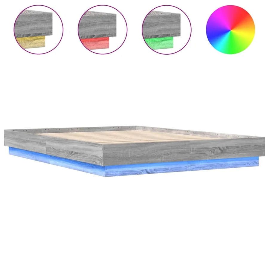 Cadre de lit avec LED sans matelas sonoma gris 120x200 cm - 2