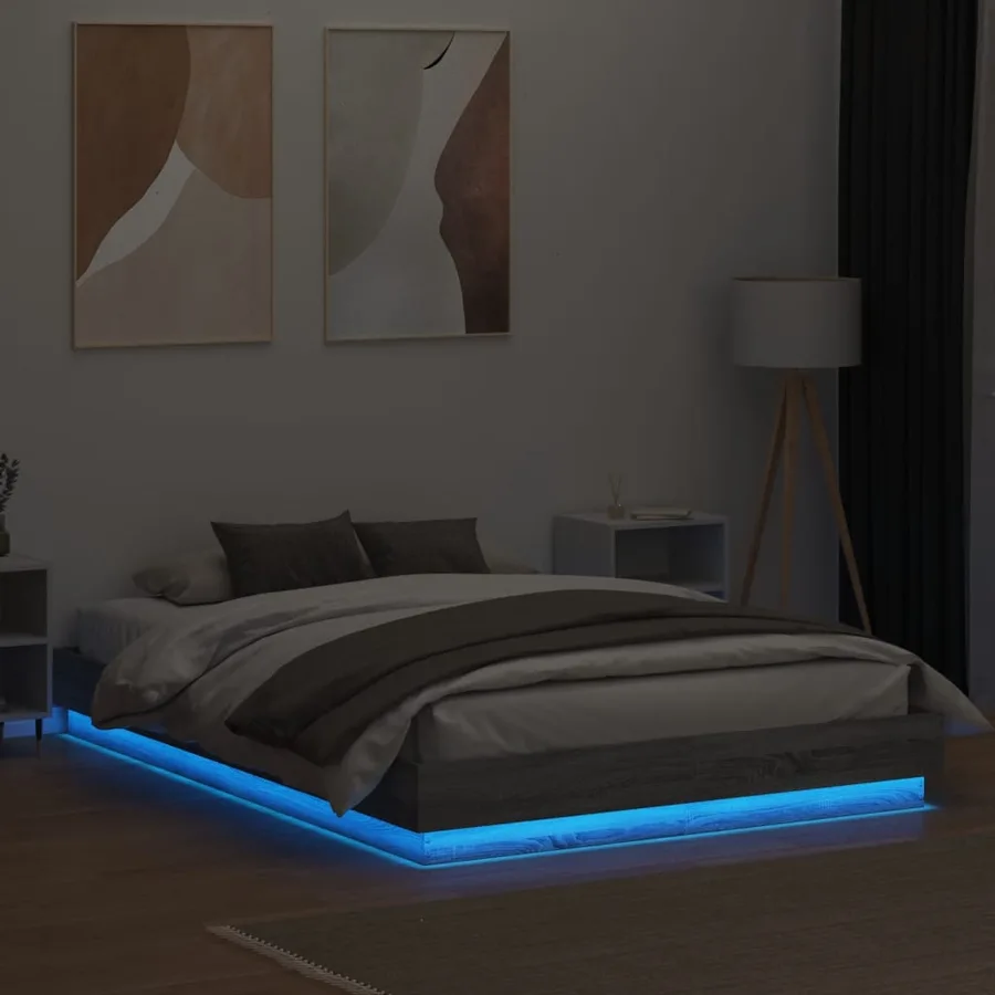 Cadre de lit avec LED sans matelas sonoma gris 120x200 cm - 4