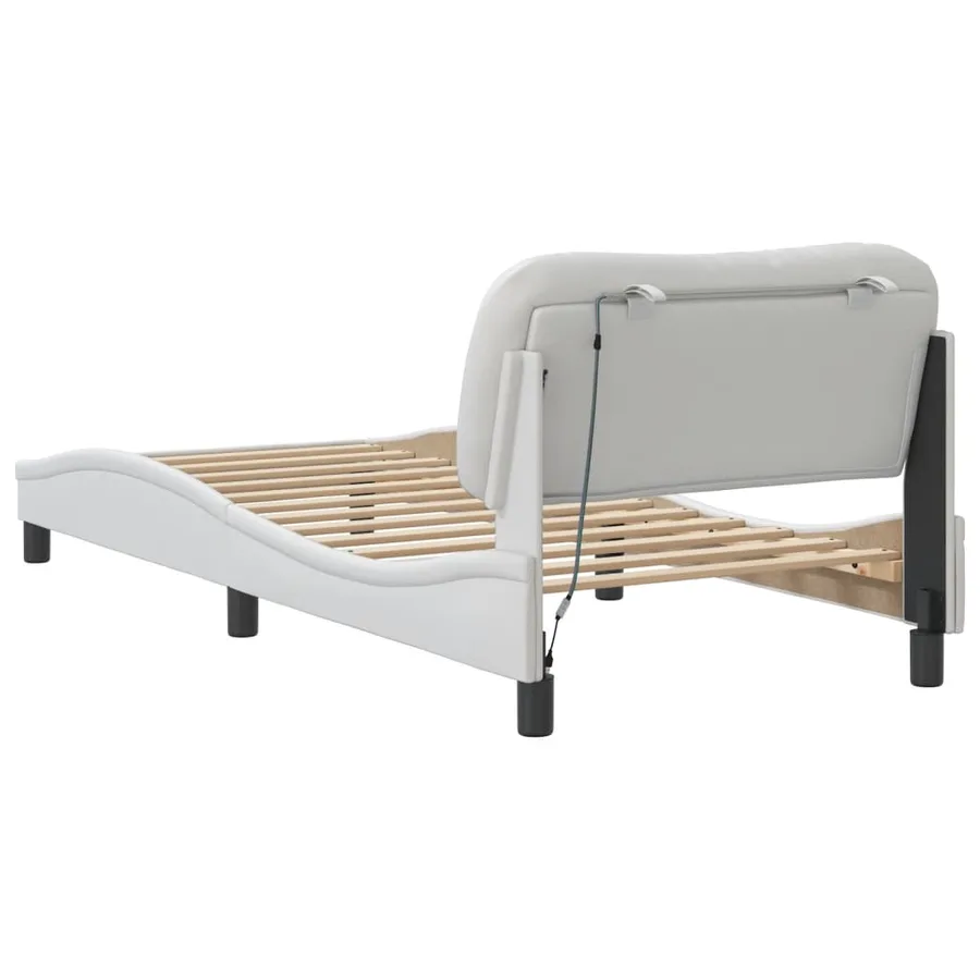 Cadre de lit avec LED sans matelas Hvar blanc 90x190 cm - 9
