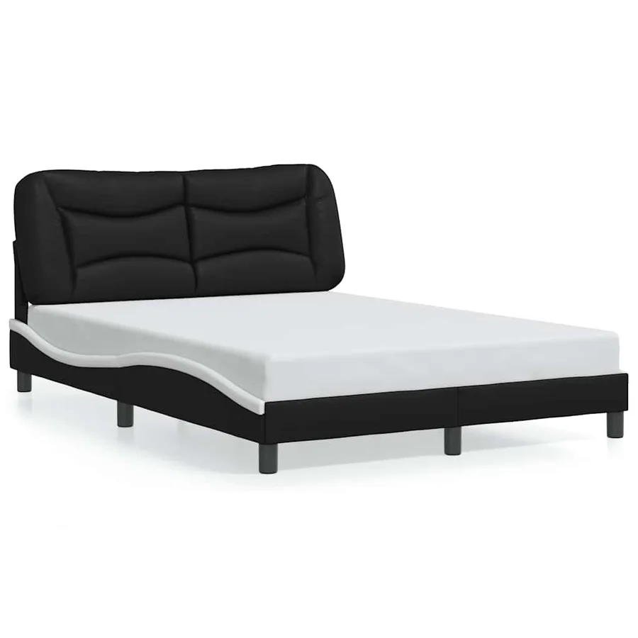 Cadre de lit sans matelas Hvar noir et blanc 120x200 cm similicuir - 2