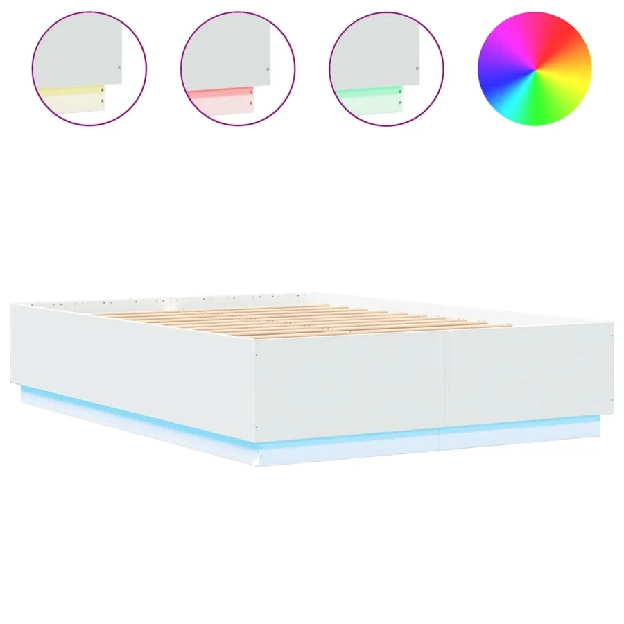 Cadre de lit avec LED sans matelas blanc 150x200 cm - 2