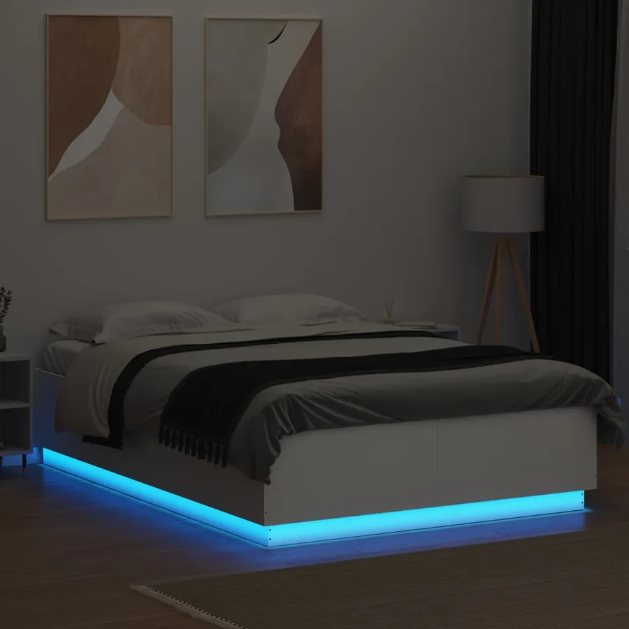 Cadre de lit avec LED sans matelas blanc 150x200 cm - 4