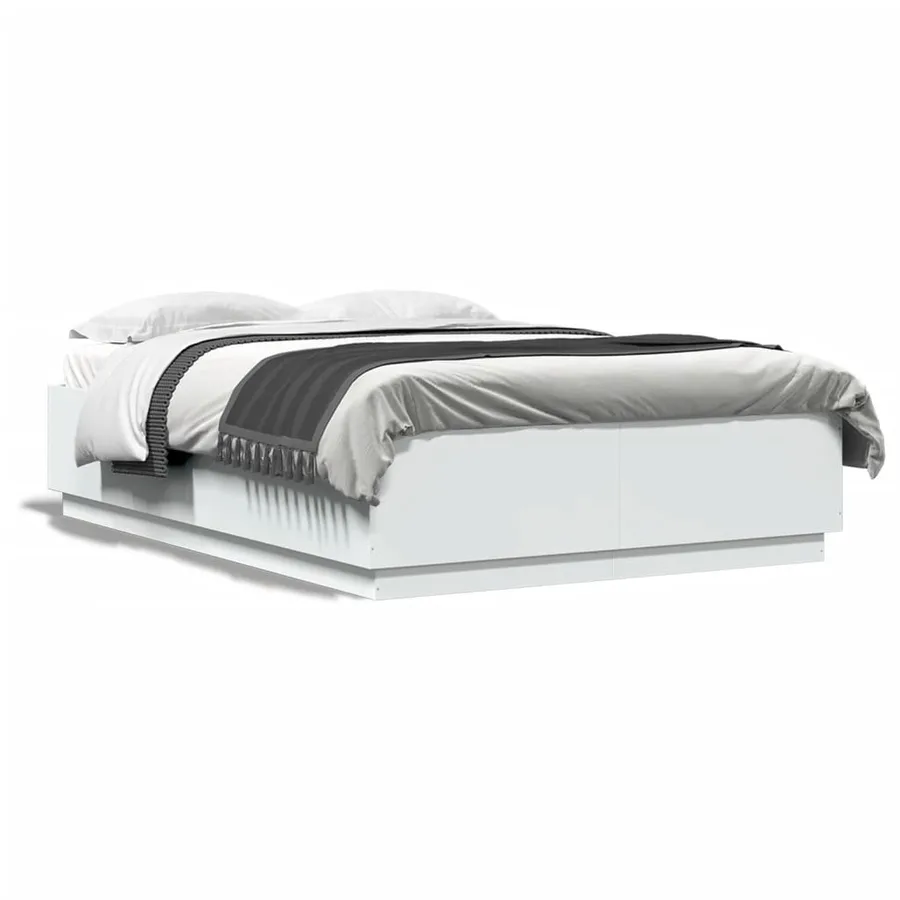 Cadre de lit avec LED sans matelas blanc 150x200 cm - 5