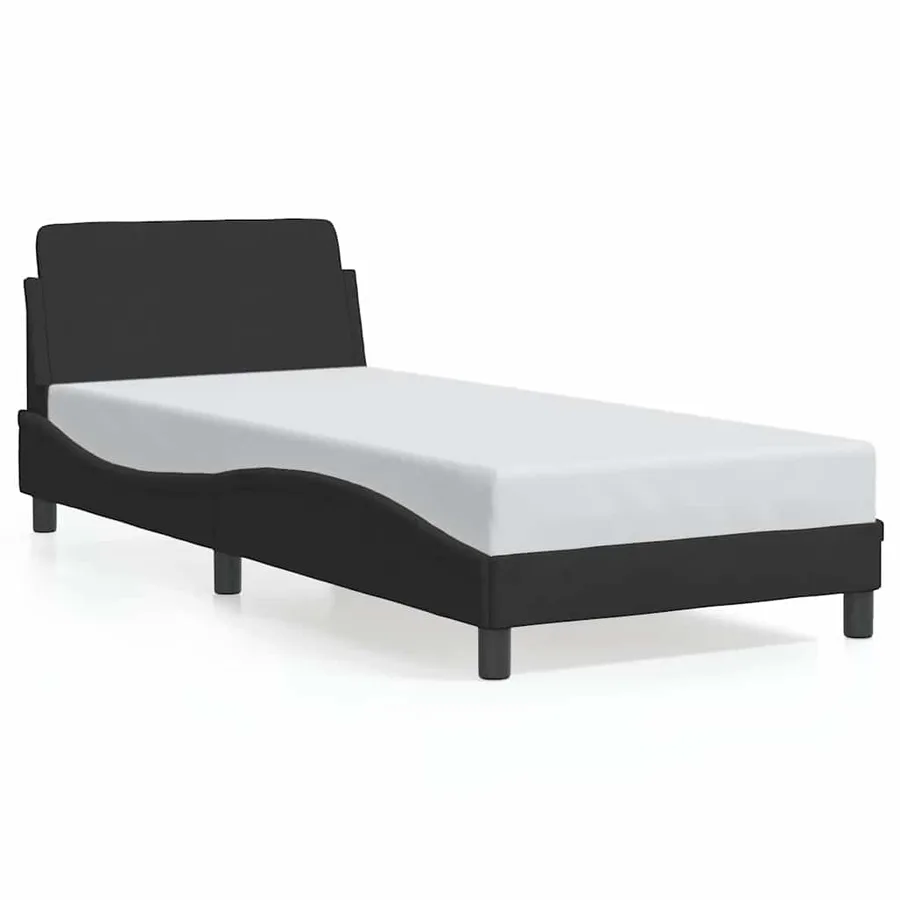Cadre de lit avec tête de lit Dover noir 90x190 cm velours - 2