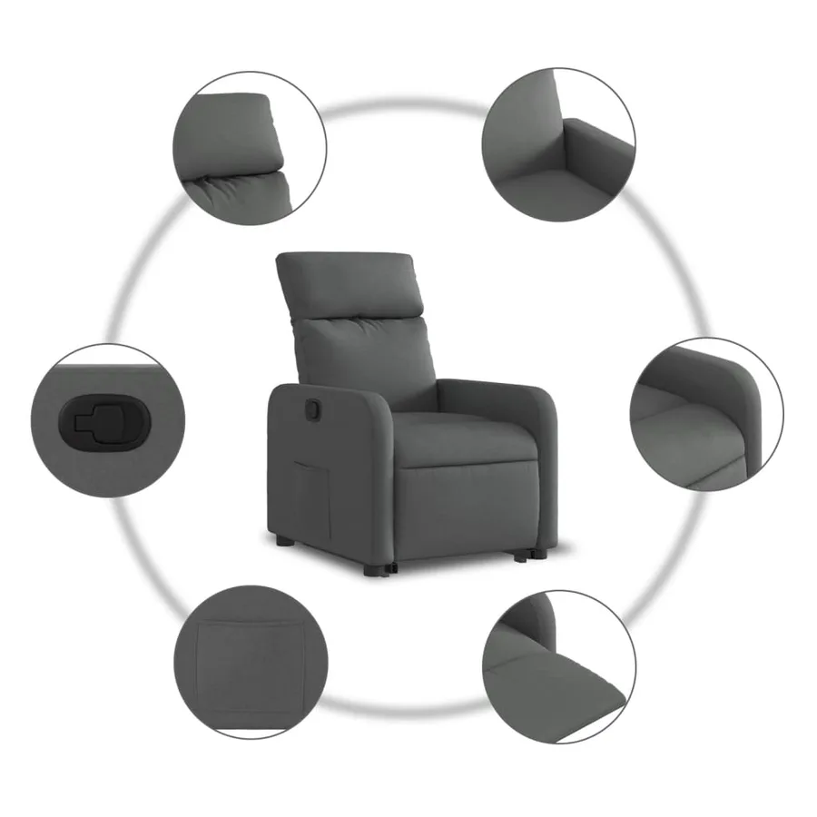 Fauteuil inclinable Gris foncé Tissu - 8