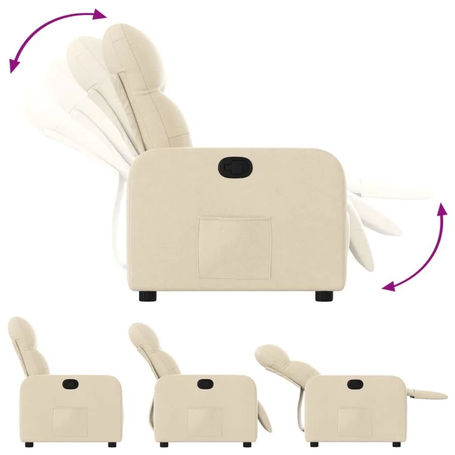 Fauteuil inclinable Crème Tissu - 4