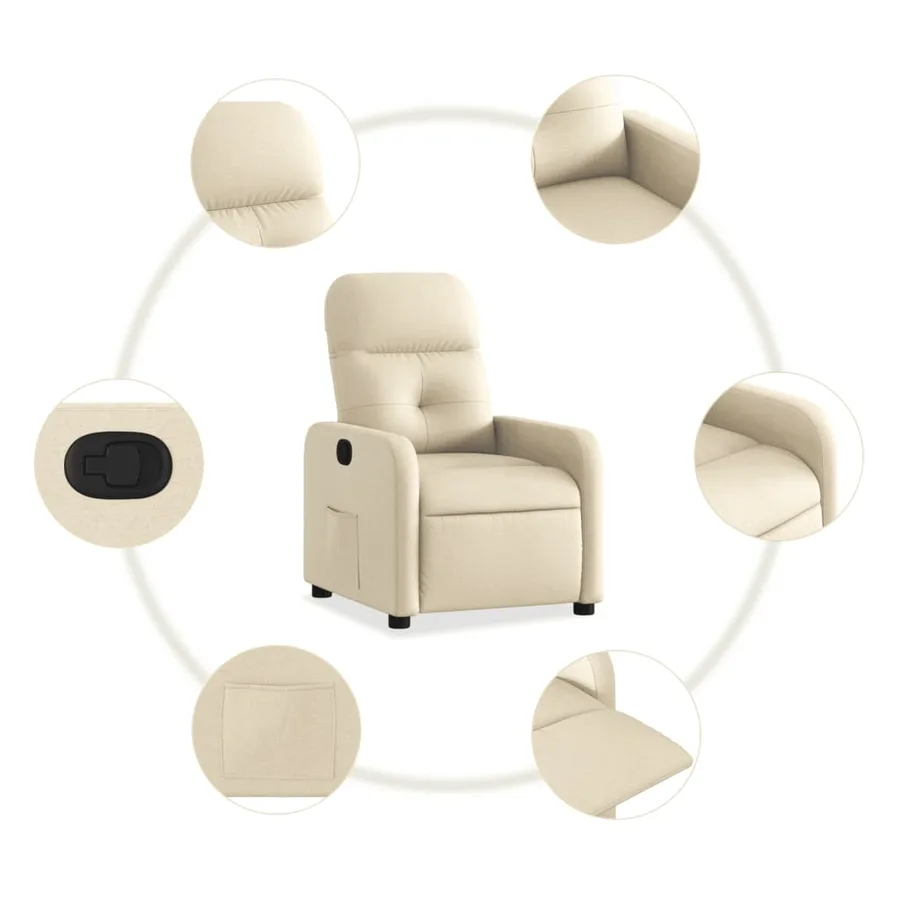 Fauteuil inclinable Crème Tissu - 5