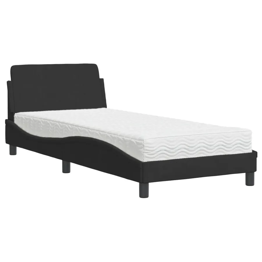 Lit avec matelas Dover noir 90x190 cm velours - 2