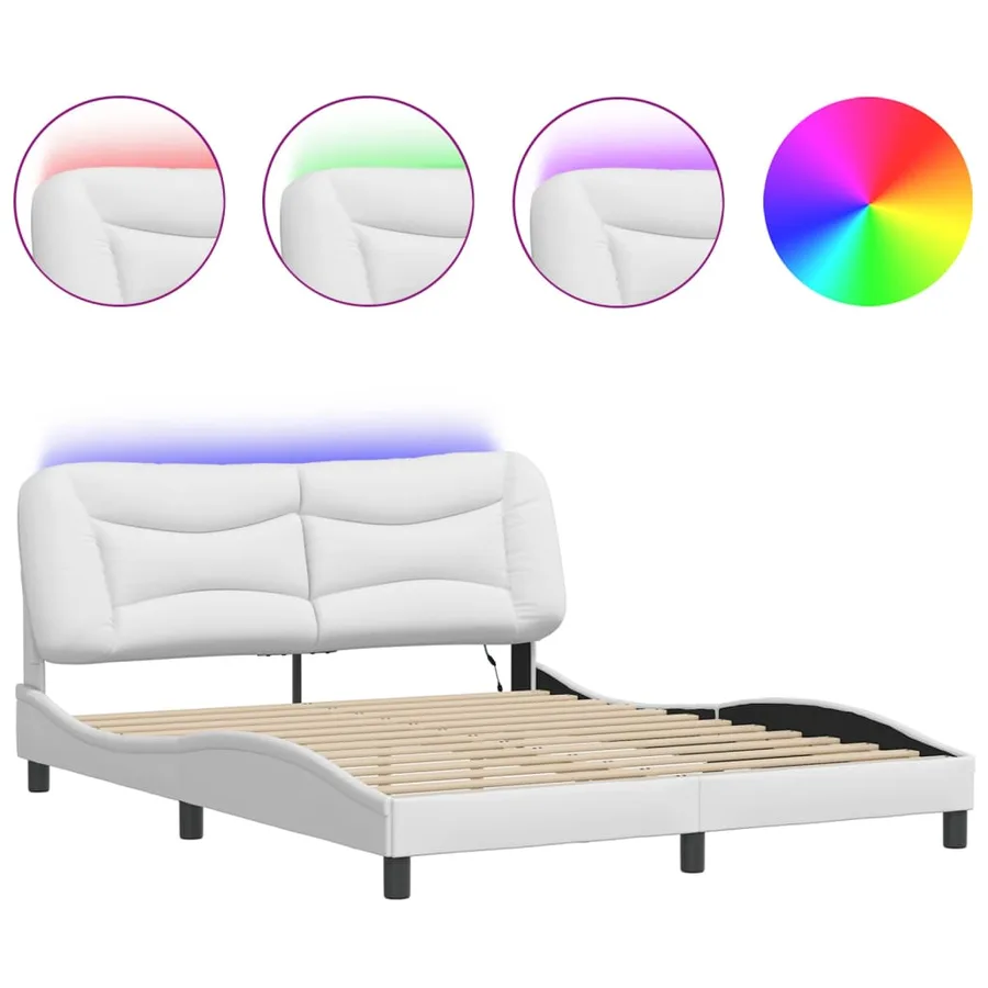 Cadre de lit avec LED sans matelas Hvar blanc 160x200 cm - 2