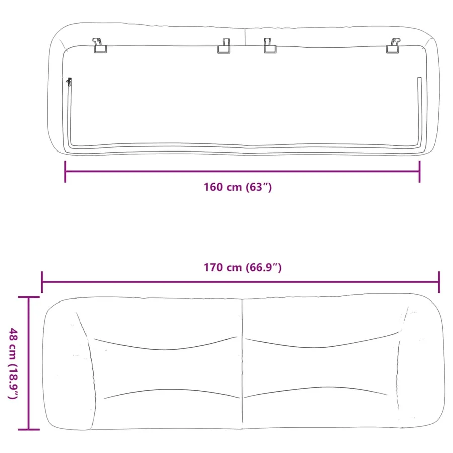 Coussin de tête de lit Hvar noir 160 cm similicuir - 10