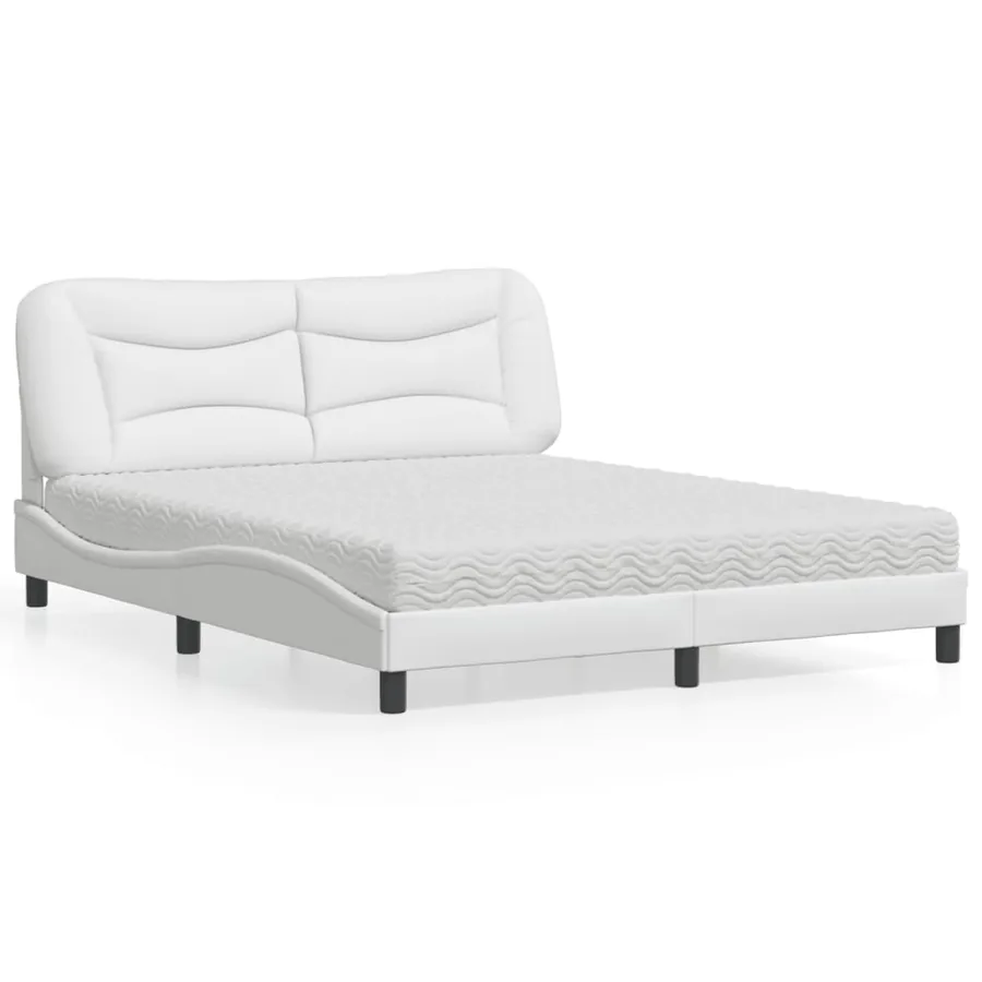 Lit avec matelas Hvar blanc 160x200 cm similicuir