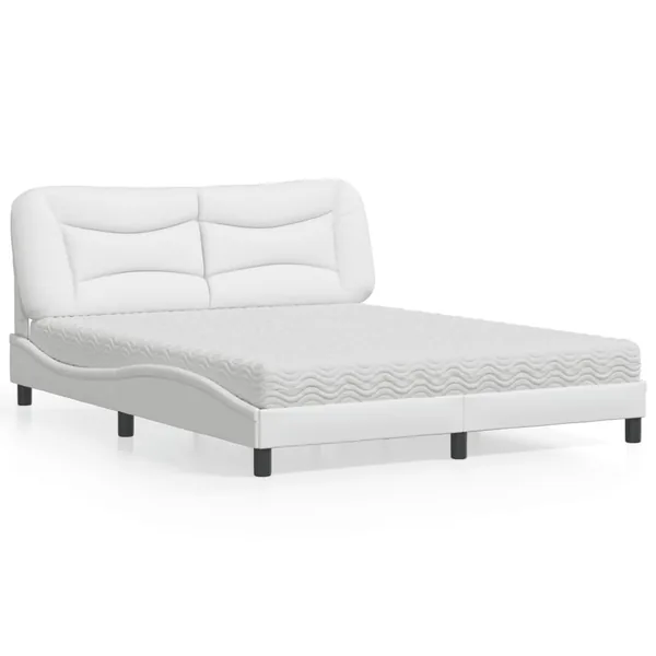 Lit avec matelas Hvar blanc 160x200 cm similicuir
