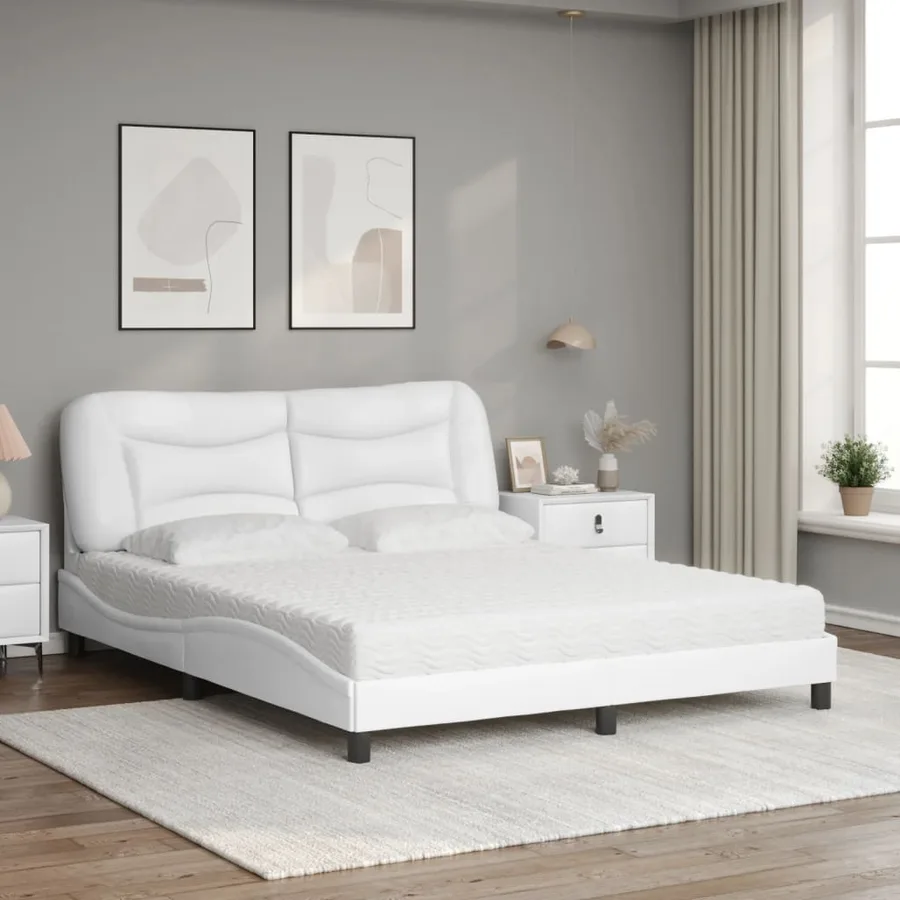 Lit avec matelas Hvar blanc 160x200 cm similicuir - 3