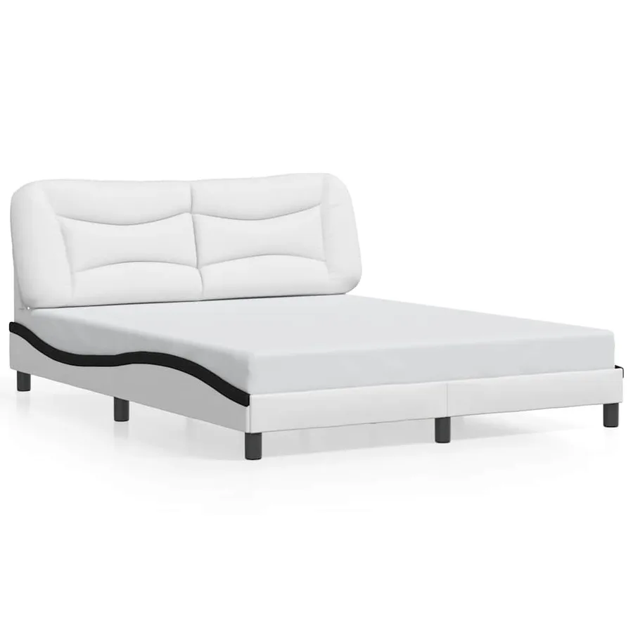 Cadre de lit sans matelas Hvar blanc et noir 160x200 cm similicuir - 2