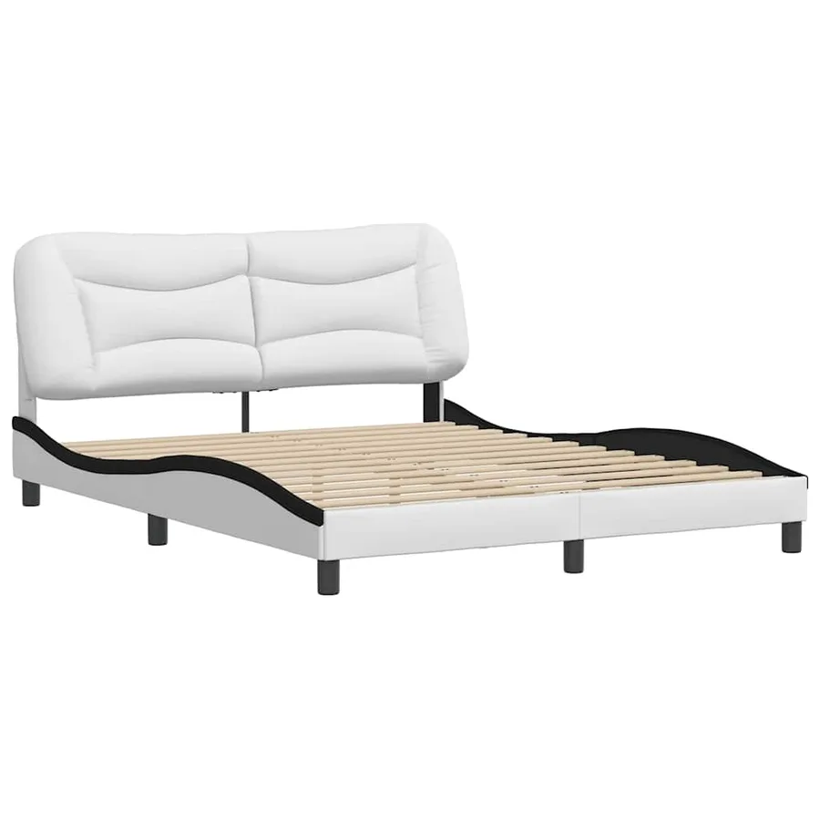 Cadre de lit sans matelas Hvar blanc et noir 160x200 cm similicuir - 3
