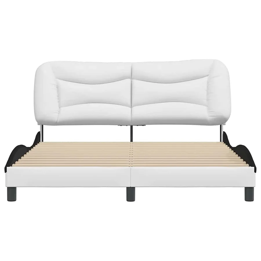 Cadre de lit sans matelas Hvar blanc et noir 160x200 cm similicuir - 4