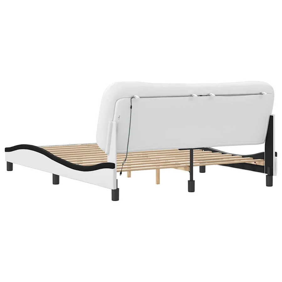 Cadre de lit sans matelas Hvar blanc et noir 160x200 cm similicuir - 6