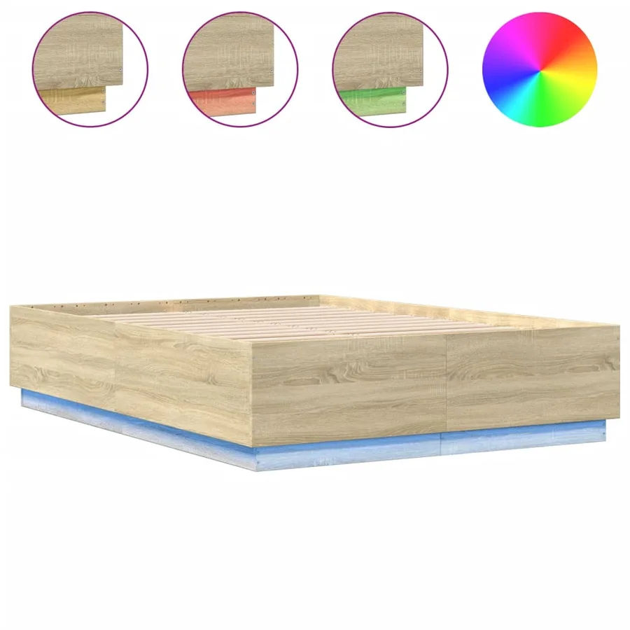 Cadre de lit avec LED sans matelas chêne sonoma 150x200 cm - 2