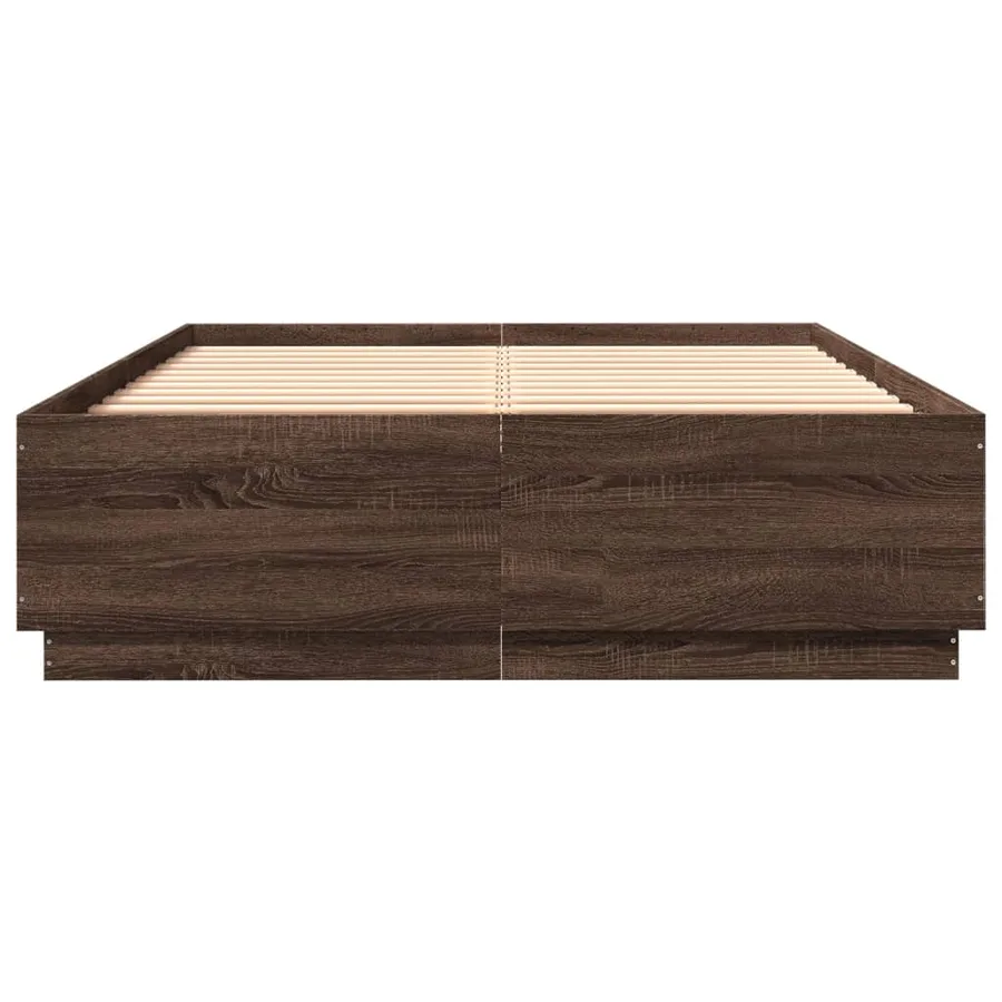 Cadre de lit avec LED sans matelas chêne marron 150x200 cm - 6