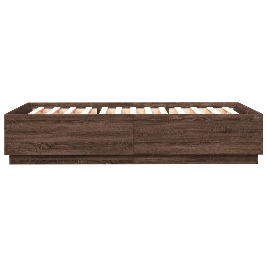 Cadre de lit avec LED sans matelas chêne marron 150x200 cm - 7