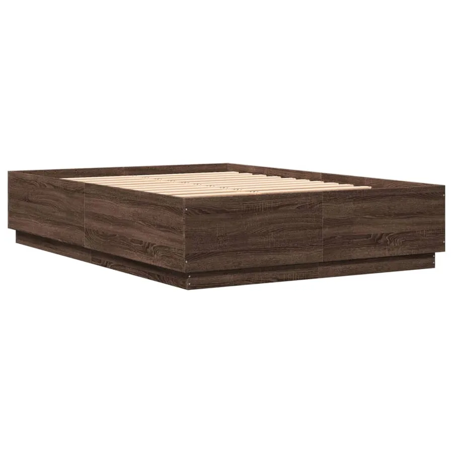 Cadre de lit avec LED sans matelas chêne marron 150x200 cm - 8