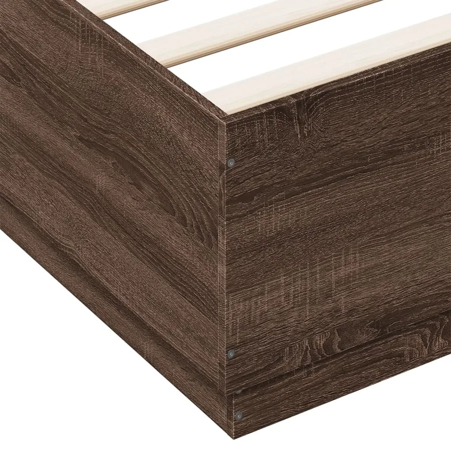 Cadre de lit avec LED sans matelas chêne marron 150x200 cm - 9