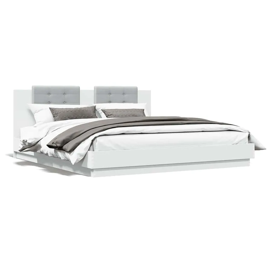 Cadre de lit avec LED sans matelas blanc 160x200 cm - 5