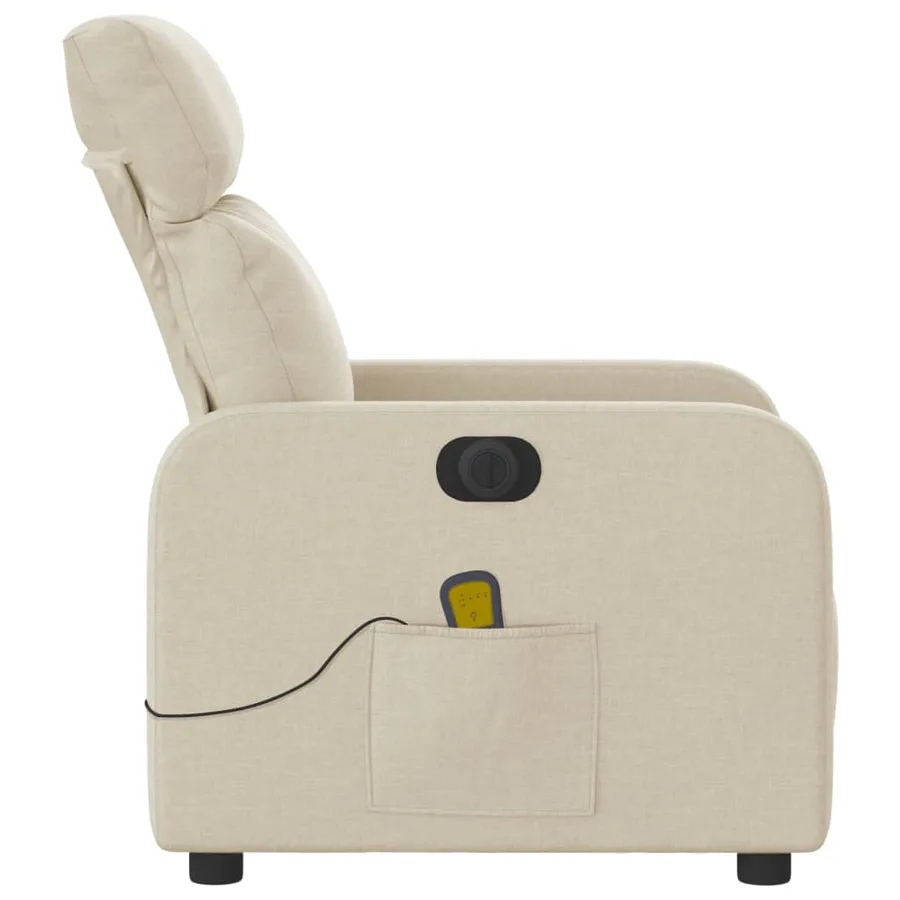 Fauteuil inclinable de massage électrique crème tissu - 10