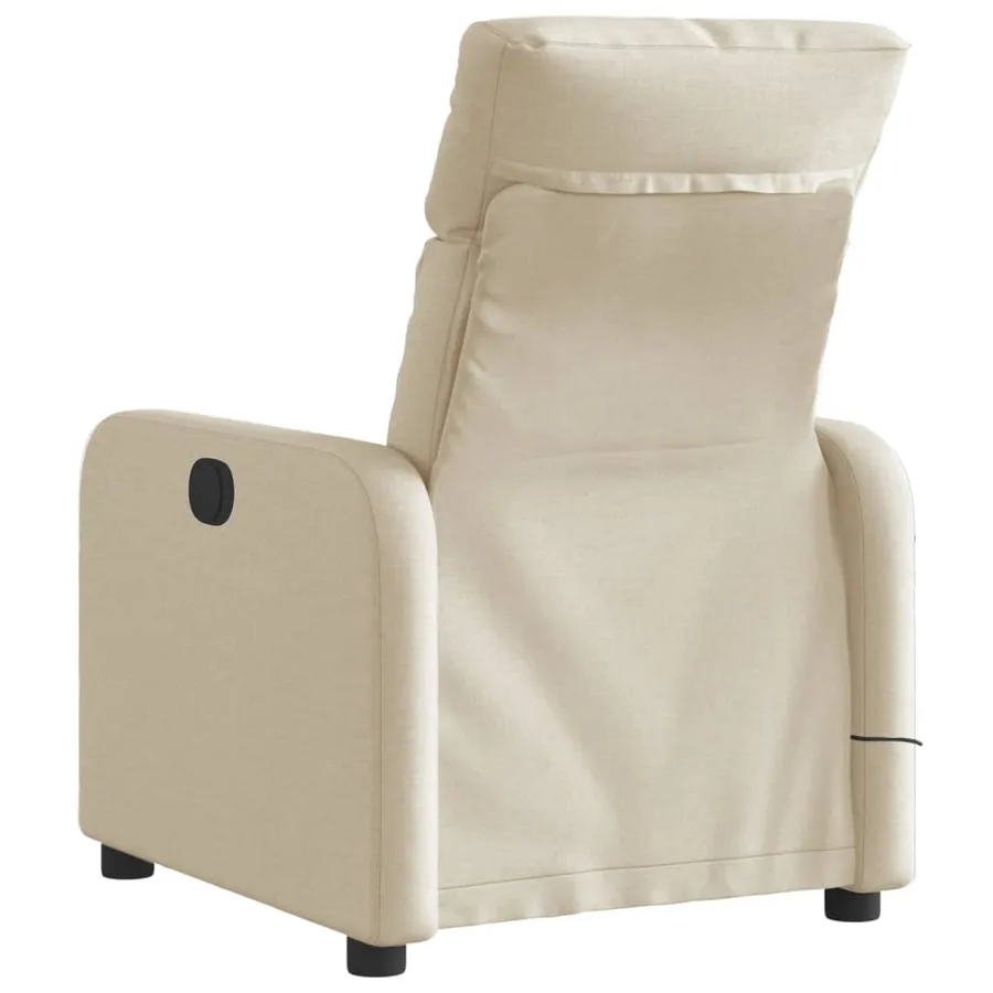 Fauteuil inclinable de massage électrique crème tissu - 5