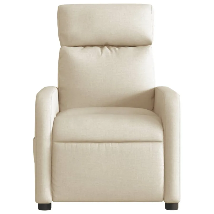 Fauteuil inclinable de massage électrique crème tissu - 9