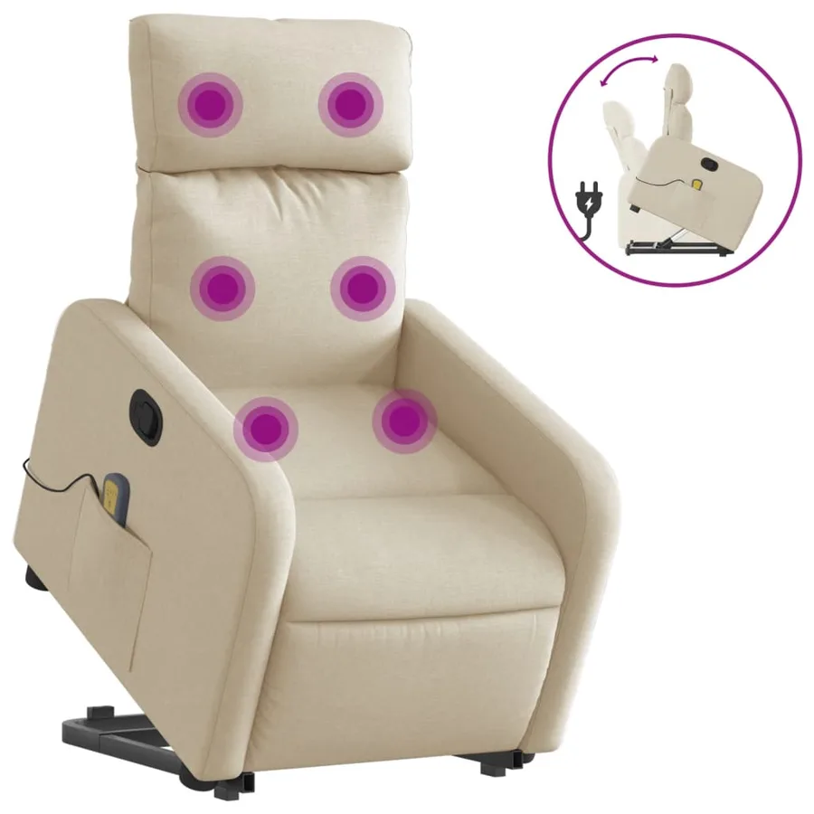 Fauteuil inclinable de massage Crème Tissu - 2