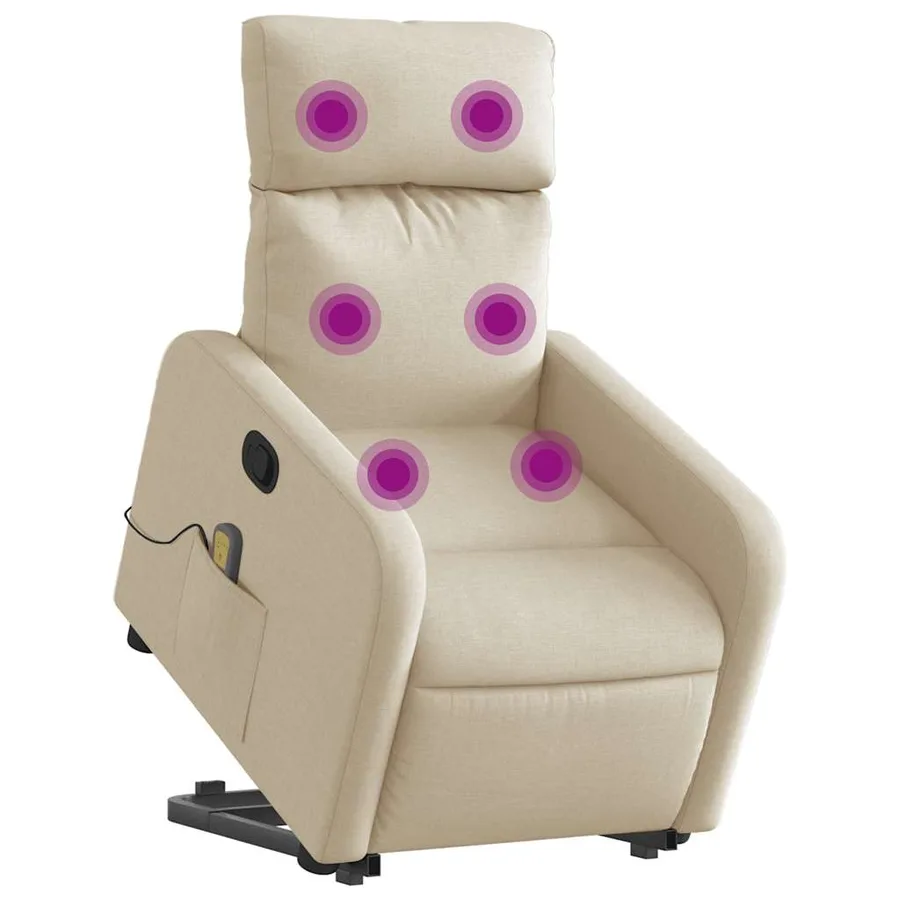 Fauteuil inclinable de massage Crème Tissu - 3