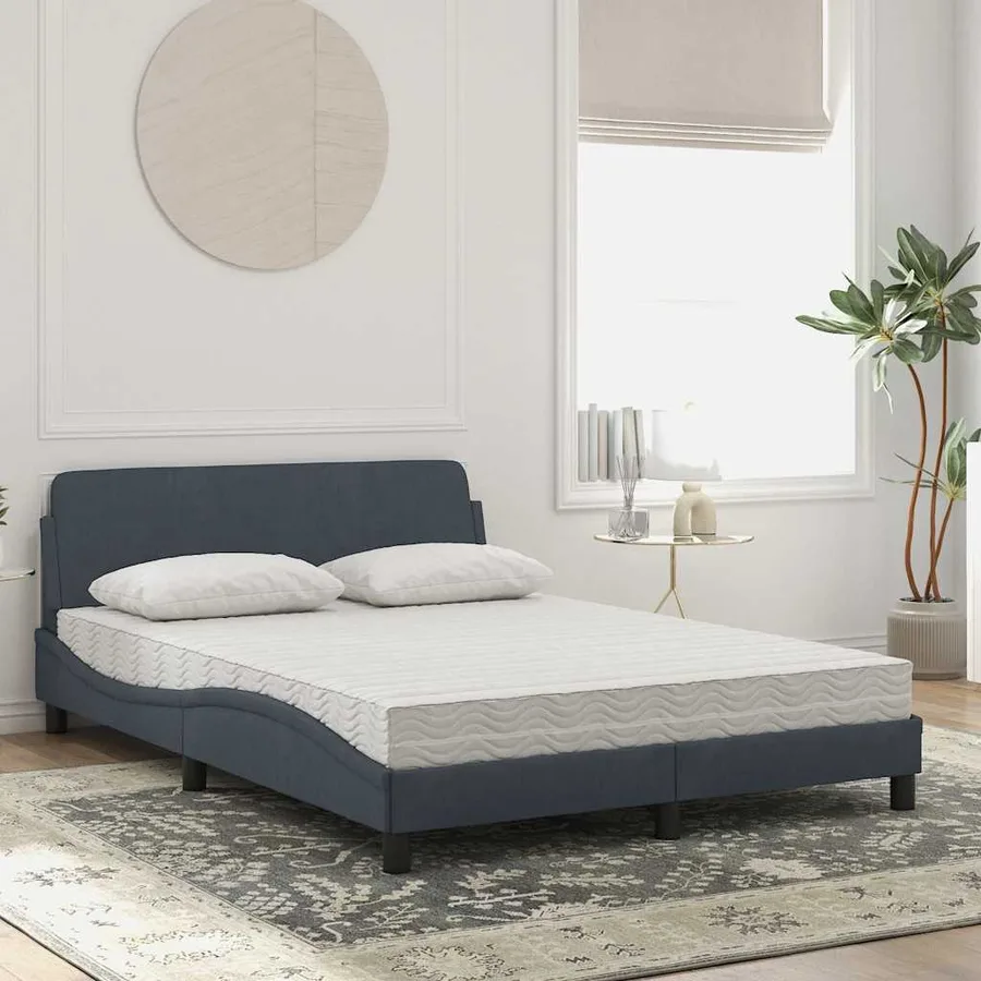 Lit avec matelas Dover gris foncé 120x200 cm velours - 3