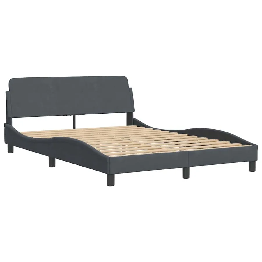 Lit avec matelas Dover gris foncé 120x200 cm velours - 4
