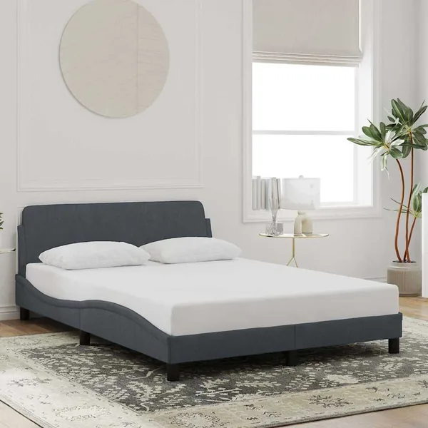 Cadre de lit Dover gris foncé 120x200 cm velours
