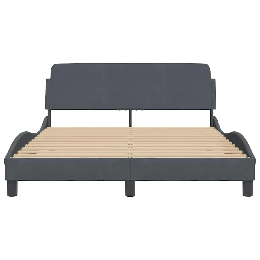 Cadre de lit Dover gris foncé 120x200 cm velours - 4