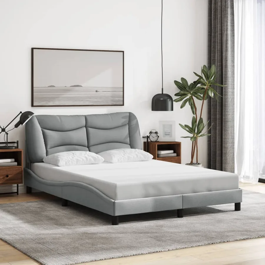 Cadre de lit avec LED sans matelas Hvar gris clair 120x200 cm tissu - 4