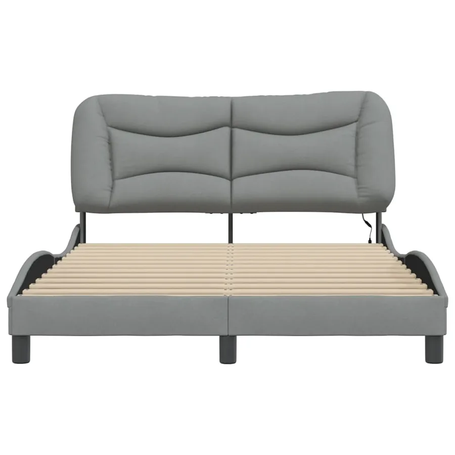 Cadre de lit avec LED sans matelas Hvar gris clair 120x200 cm tissu - 6