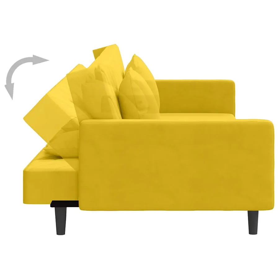 Canapé-lit à 2 places avec deux oreillers Jaune Velours - 7