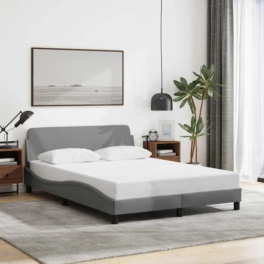 Cadre de lit Dover gris clair 120x200 cm tissu