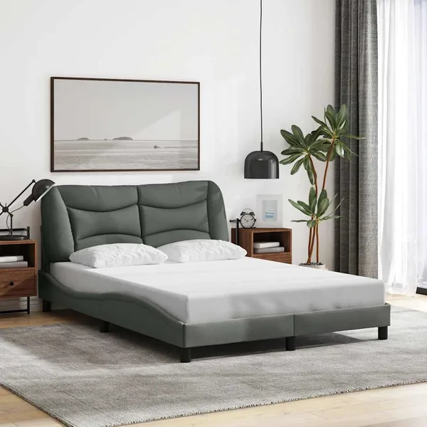 Cadre de lit sans matelas Hvar gris foncé 120x200 cm tissu