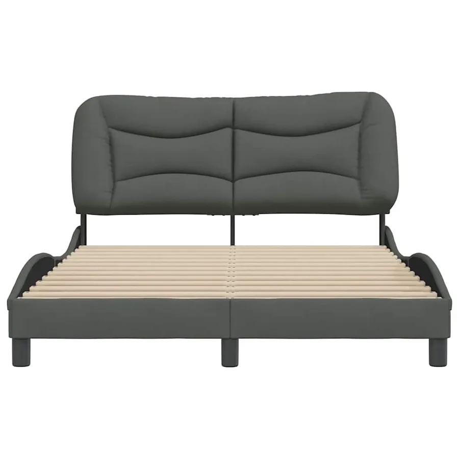 Cadre de lit sans matelas Hvar gris foncé 120x200 cm tissu - 4