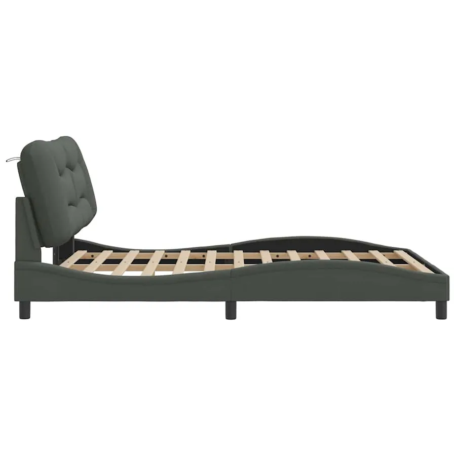 Cadre de lit sans matelas Hvar gris foncé 120x200 cm tissu - 5